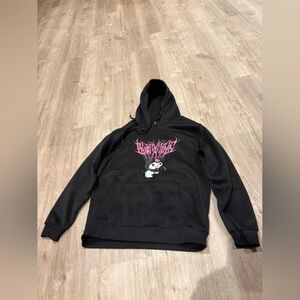 Black Hoodie with Pink Graphic